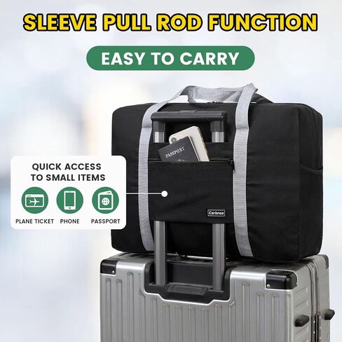 Personal Item Bag for Airlines - Foldable Travel Bag 18x14x8 Small Duffle Bag for Spirit Frontier Weekender Overnight - Black in Saudi Arabia
