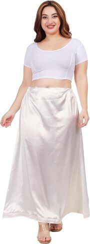 Women's Clothing Solid Satin Silk Petticoat Solid Saree Soft & Smooth Satin Underskirt Sari in Kuwait
