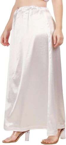Women's Clothing Solid Satin Silk Petticoat Solid Saree Soft & Smooth Satin Underskirt Sari in Kuwait