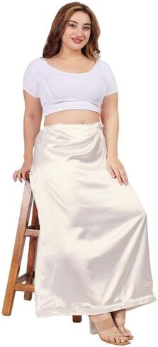Women's Clothing Solid Satin Silk Petticoat Solid Saree Soft & Smooth Satin Underskirt Sari in Kuwait
