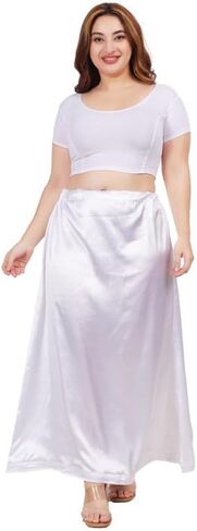 Women's Clothing Solid Satin Silk Petticoat Solid Saree Soft & Smooth Satin Underskirt Sari in Kuwait