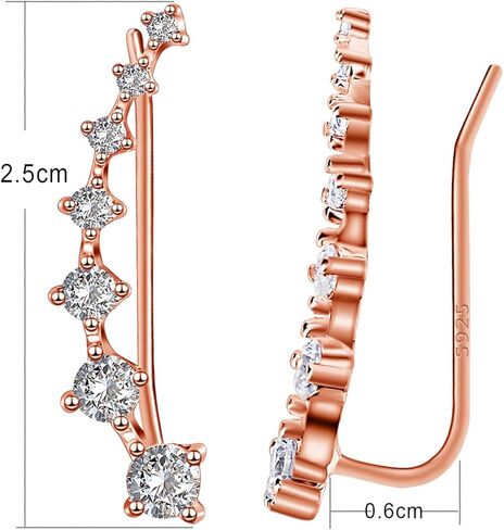 Sterling Silver Climber Earrings for Women 7 Crystals Ear Cuffs Cartilage Hypoallergenic Jewelry Dainty Fashion Birthday Gift for Women in Kuwait