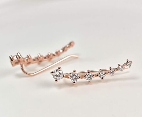 Sterling Silver Climber Earrings for Women 7 Crystals Ear Cuffs Cartilage Hypoallergenic Jewelry Dainty Fashion Birthday Gift for Women in Kuwait