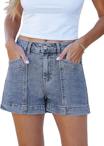 luvamia Jean Shorts for Women High Waisted Stretchy Denim Jorts Trendy Casual Distressed Cut Off Shorts with Pockets in Saudi Arabia