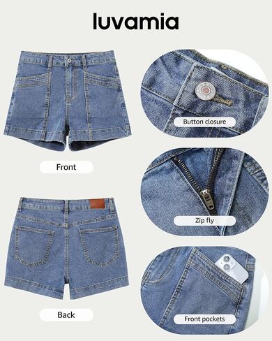 luvamia Jean Shorts for Women High Waisted Stretchy Denim Jorts Trendy Casual Distressed Cut Off Shorts with Pockets in Saudi Arabia
