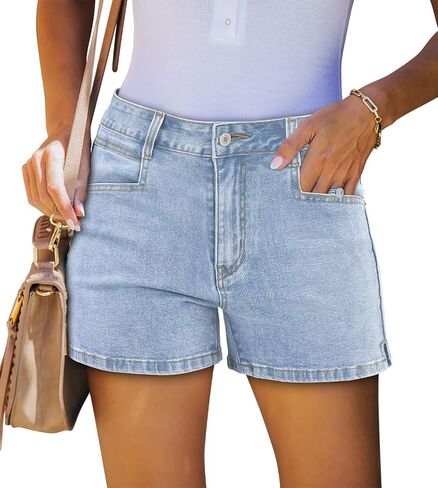 onlypuff Women Denim Shorts Cut Off Mid Rise Frayed Jean Shorts in Saudi Arabia