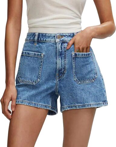 onlypuff Women Denim Shorts Cut Off Mid Rise Frayed Jean Shorts in Saudi Arabia