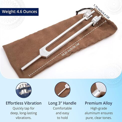 Low Om 68.05 hz Weighted Tuning Fork for Healing by Omnivos Earth Frequency for Relaxation, Meditation and Reducing Stress, Machined not Molded and Made in the USA in Kuwait