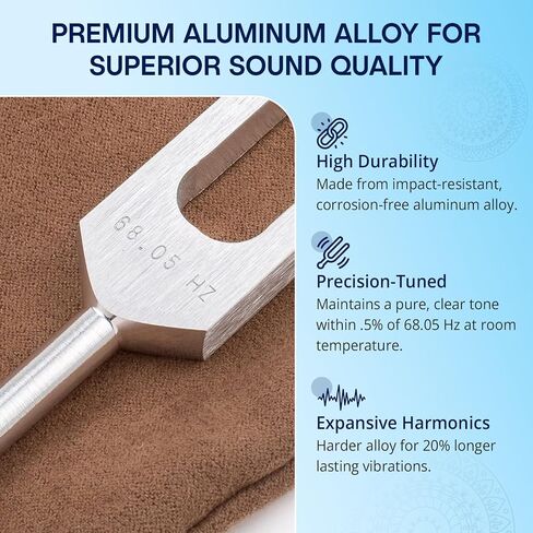 Low Om 68.05 hz Weighted Tuning Fork for Healing by Omnivos Earth Frequency for Relaxation, Meditation and Reducing Stress, Machined not Molded and Made in the USA in Kuwait