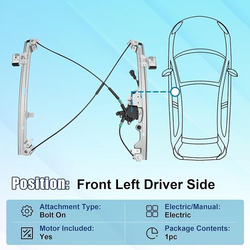 741-644 Power Window Regulator with Motor Assembly Front Driver Side Fit for 2000 2001 2002 2003 2004 2005 2006 Chevy Silverado Avalanche Tahoe Suburban GMC Sierra Yukon XL Cadillac Escalade ESV EXT in Kuwait
