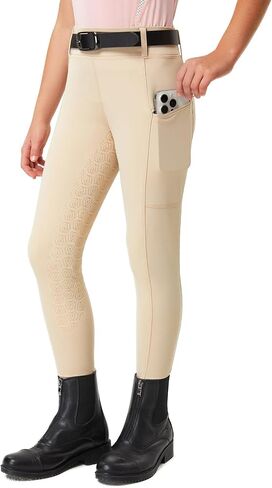 FitsT4 Sports Girls Riding Pants Full Seat Kids Equestrian Breeches Stretchy Youth Horse Schooling Tights Zipper Pockets in Saudi Arabia