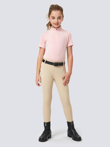 FitsT4 Sports Girls Riding Pants Full Seat Kids Equestrian Breeches Stretchy Youth Horse Schooling Tights Zipper Pockets in Saudi Arabia