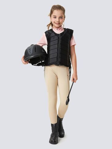 FitsT4 Sports Girls Riding Pants Full Seat Kids Equestrian Breeches Stretchy Youth Horse Schooling Tights Zipper Pockets in Saudi Arabia
