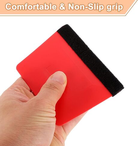 Harfington 6pcs Squeegee Vinyl ، Felt Edge Vinyl Wrap Decal Squeegee Tool ، Squeegee Plastic Screper Film 4 بوصات للسيارة ، صنع العلامات ، النافذة ، الأحمر ، شبه منحرف. in Kuwait
