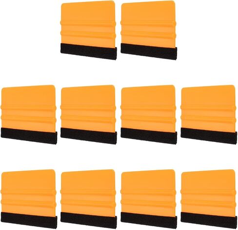 Harfington 10pcs Squeegee Vinyl ، Felt Edge Vinyl Wrap Decal Squeegee Tool ، Squeegee Plastic Screper Film 4 بوصات للسيارة ، وصنع العلامات ، والنافذة ، والأصفر ، والمستطيل in Kuwait