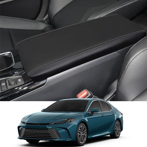 Rifoda for Toyota Camry 2025 2026 Center Console Cover Microfiber Leather Cover Center Console Cushion Car Protection Decoration Accessories Black with White Stitches in Saudi Arabia