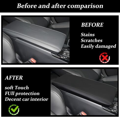 Rifoda for Toyota Camry 2025 2026 Center Console Cover Microfiber Leather Cover Center Console Cushion Car Protection Decoration Accessories Black with White Stitches in Saudi Arabia