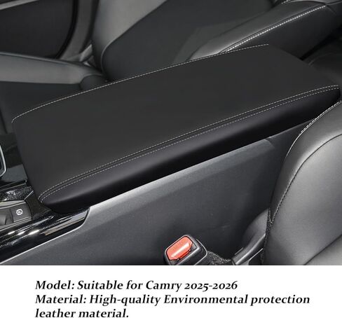 Rifoda for Toyota Camry 2025 2026 Center Console Cover Microfiber Leather Cover Center Console Cushion Car Protection Decoration Accessories Black with White Stitches in Saudi Arabia