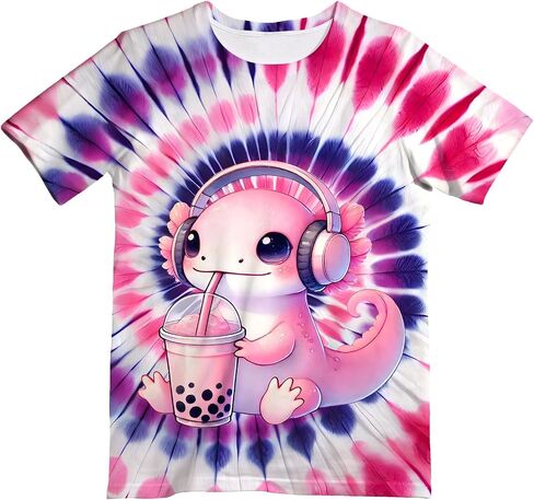 Kids Neon Tie Dye Shirt for Boys Girls Tie-Dye T-Shirt Hippes Tshirt Senior Children Tee Size 6-16 Years Age in Saudi Arabia