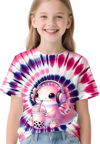Kids Neon Tie Dye Shirt for Boys Girls Tie-Dye T-Shirt Hippes Tshirt Senior Children Tee Size 6-16 Years Age in Saudi Arabia
