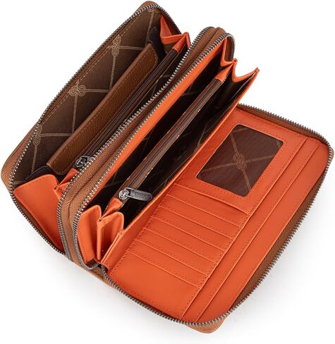 Montana West X Wrangler سعة كبيرة من محفظة Wristlet Dual Szipper مع نافذة هوية وسحاب معدني ناعم in Kuwait