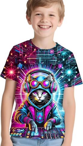 Kids Neon Tie Dye Shirt for Boys Girls Tie-Dye T-Shirt Hippes Tshirt Senior Children Tee Size 6-16 Years Age in Kuwait