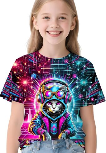 Kids Neon Tie Dye Shirt for Boys Girls Tie-Dye T-Shirt Hippes Tshirt Senior Children Tee Size 6-16 Years Age in Kuwait