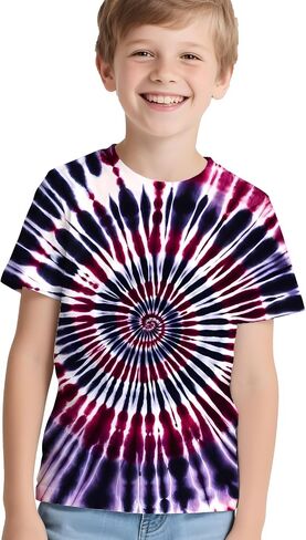 Kids Neon Tie Dye Shirt for Boys Girls Tie-Dye T-Shirt Hippes Tshirt Senior Children Tee Size 6-16 Years Age in Kuwait
