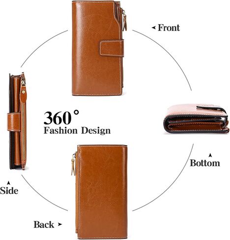 SENDEFN Women Leather Wallets RFID Blocking Clutch Card Holder Ladies Purse with Zipper Pocket in Saudi Arabia