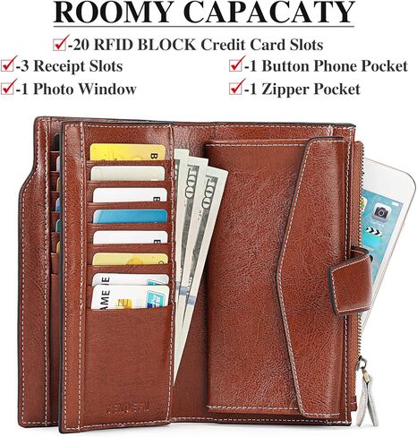 SENDEFN Women Leather Wallets RFID Blocking Clutch Card Holder Ladies Purse with Zipper Pocket in Saudi Arabia