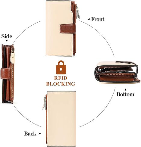SENDEFN Women Leather Wallets RFID Blocking Clutch Card Holder Ladies Purse with Zipper Pocket in Saudi Arabia