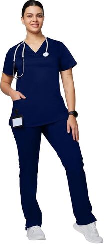 Uniforms World Alyssa Scrubs Set for Women — Classic fit Top & Straight Pants, Elastic Waistband, 7 Pockets, Anti-Wrinkle in Saudi Arabia