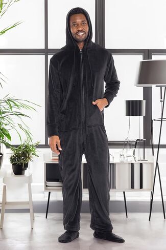 Alexander Del Rossa Adult Onesies for Men, Mens Onesie Pajamas Adults, Fleece Onesie for Men, Hooded Footed Mens Onsie in Saudi Arabia