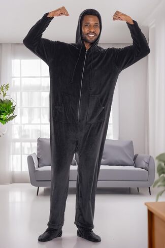 Alexander Del Rossa Adult Onesies for Men, Mens Onesie Pajamas Adults, Fleece Onesie for Men, Hooded Footed Mens Onsie in Saudi Arabia