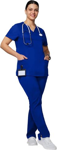 Uniforms World Alyssa Scrubs Set for Women — Classic fit Top & Straight Pants, Elastic Waistband, 7 Pockets, Anti-Wrinkle in Saudi Arabia
