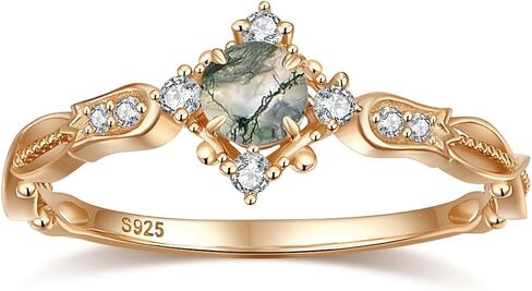 London Blue Topaz Engagement Ring for Women Created Emerald Rose Quartz Moss Agate Blue Sandstone Birthstone Wedding Anniversary Jewelry in Saudi Arabia