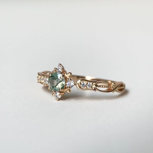 London Blue Topaz Engagement Ring for Women Created Emerald Rose Quartz Moss Agate Blue Sandstone Birthstone Wedding Anniversary Jewelry in Saudi Arabia