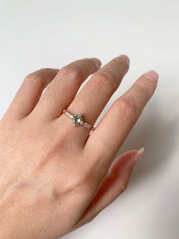 London Blue Topaz Engagement Ring for Women Created Emerald Rose Quartz Moss Agate Blue Sandstone Birthstone Wedding Anniversary Jewelry in Saudi Arabia