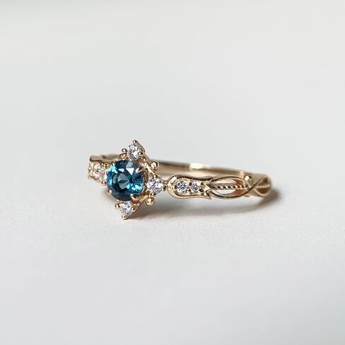London Blue Topaz Engagement Ring for Women Created Emerald Rose Quartz Moss Agate Blue Sandstone Birthstone Wedding Anniversary Jewelry in Saudi Arabia