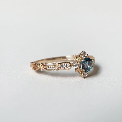 London Blue Topaz Engagement Ring for Women Created Emerald Rose Quartz Moss Agate Blue Sandstone Birthstone Wedding Anniversary Jewelry in Saudi Arabia