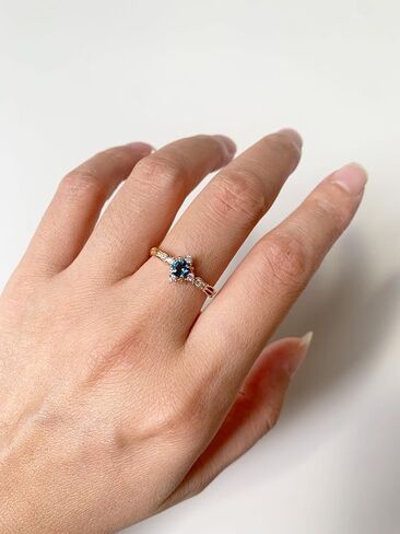 London Blue Topaz Engagement Ring for Women Created Emerald Rose Quartz Moss Agate Blue Sandstone Birthstone Wedding Anniversary Jewelry in Saudi Arabia