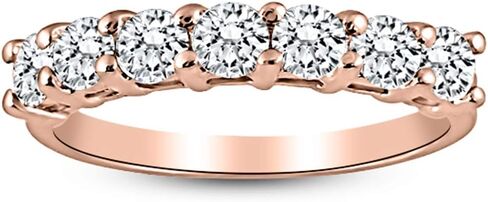 1/2 Carat 14K White Gold Round 7-Stone Diamond Wedding Anniversary Stackable Ring Band Value Collection in Kuwait