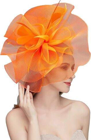 Sinamay Fascinator Hat Floral Feather Pillbox Derby Hats for Women Wedding Tea Party مع مقطع عقال in Kuwait
