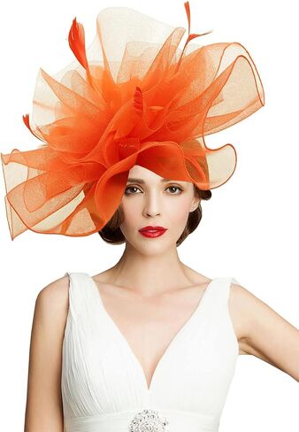 Sinamay Fascinator Hat Floral Feather Pillbox Derby Hats for Women Wedding Tea Party مع مقطع عقال in Kuwait