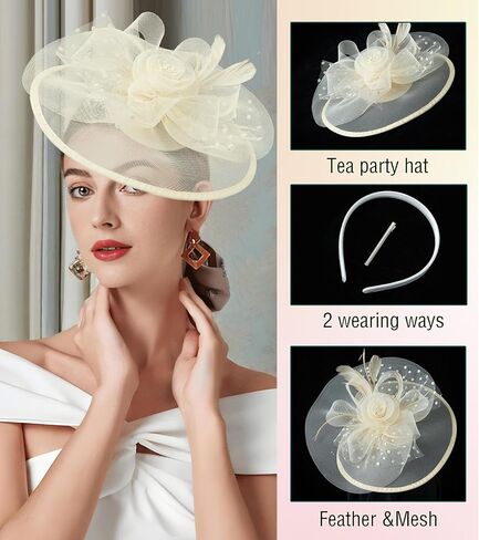Markest Fascinators for Women Tea Party Hats Flower Derby Hat Party Headwear for Cocktail, Wedding, Church in Kuwait