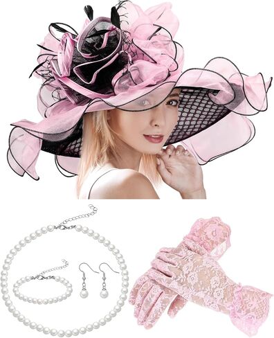 2025 قبعة كنيسة للنساء على نطاق واسع من أشعة الشمس القبعة الأورجانزا ريشة fascinator لحفل الشاي حفل زفاف ديربي in Kuwait