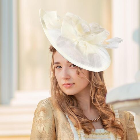 2025 Kentucky Hat for Women - Classic Victoria Derby Fascinator 1920s 50s Tea Party Hat with Hair Clip for Lady in Kuwait