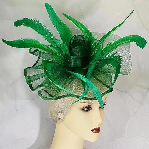 Sinamay Fascinator Hat Floral Feather Pillbox Derby Hats for Women Wedding Tea Party مع مقطع عقال in Kuwait