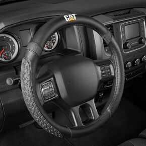 CAT® BigGrip Faux Gray/Black Leather Semi Truck Steering Wheel Cover, Extra Large 18 inch Size, Fits RV and Big Rig Trucker, Steering Wheel Cover for Trucks 18 Wheeler
