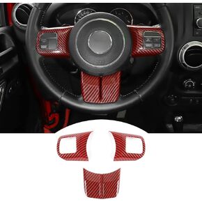 JeCar Interior Steering Wheel Decoration Trim Kits For Jeep Wrangler 2011-2017 JK Unlimited Patriot Compass & Grand Cherokee 2011-2013 (Carbon fiber texture)